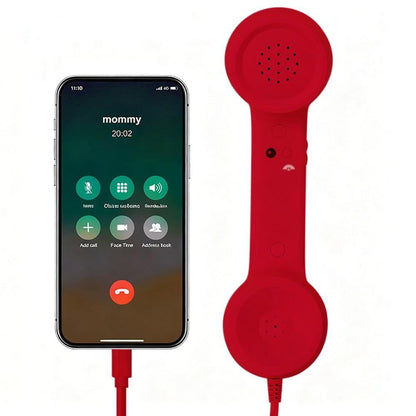 Handheld Retro Wired Telephone Handset with Microphone for Smartphones PC Red V1263-JX-7281-1