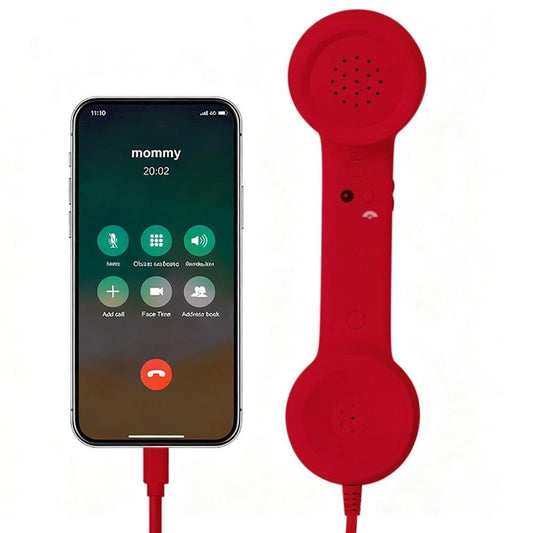 Handheld Retro Wired Telephone Handset with Microphone for Smartphones PC Red V1263-JX-7281-1