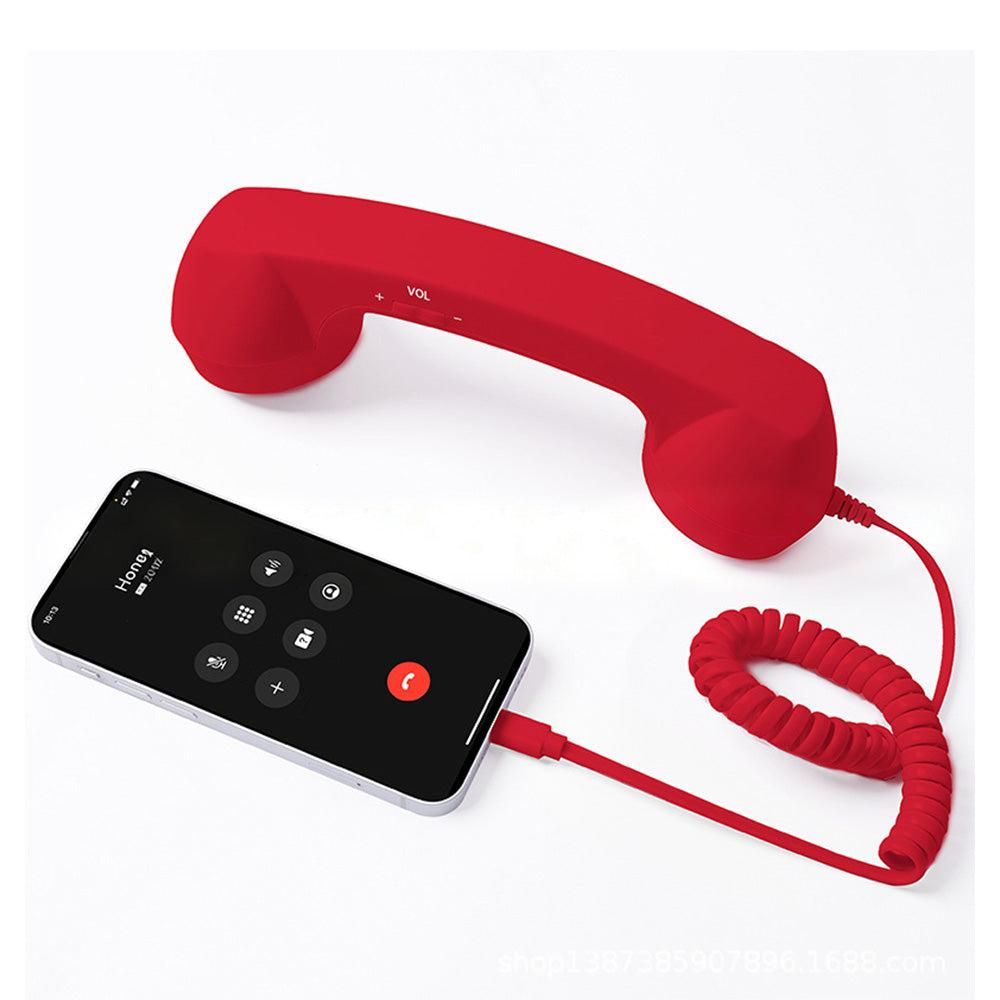 Handheld Retro Wired Telephone Handset with Microphone for Smartphones PC Red V1263-JX-7281-1