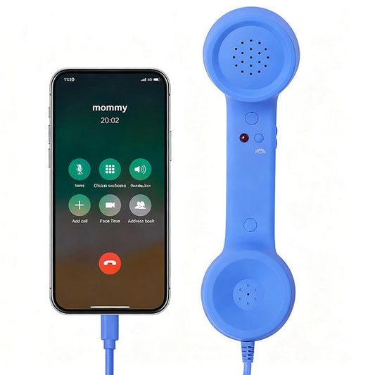 Handheld Retro Wired Telephone Handset with Microphone for Smartphones PC Blue V1263-JX-7281-2