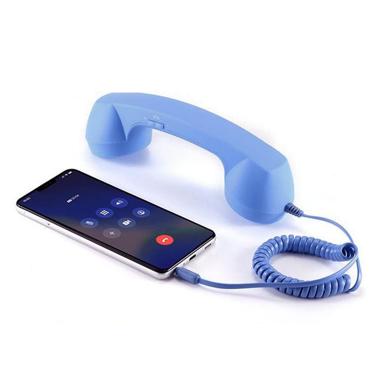 Handheld Retro Wired Telephone Handset with Microphone for Smartphones PC Blue V1263-JX-7281-2