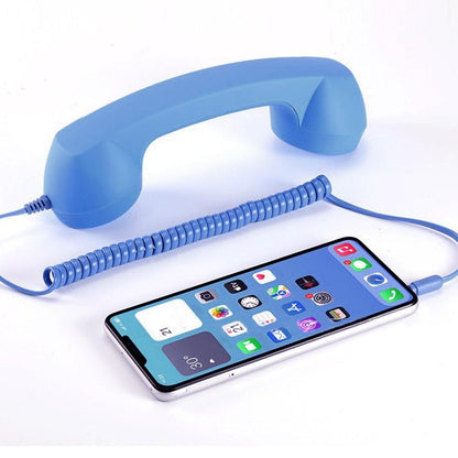 Handheld Retro Wired Telephone Handset with Microphone for Smartphones PC Blue V1263-JX-7281-2