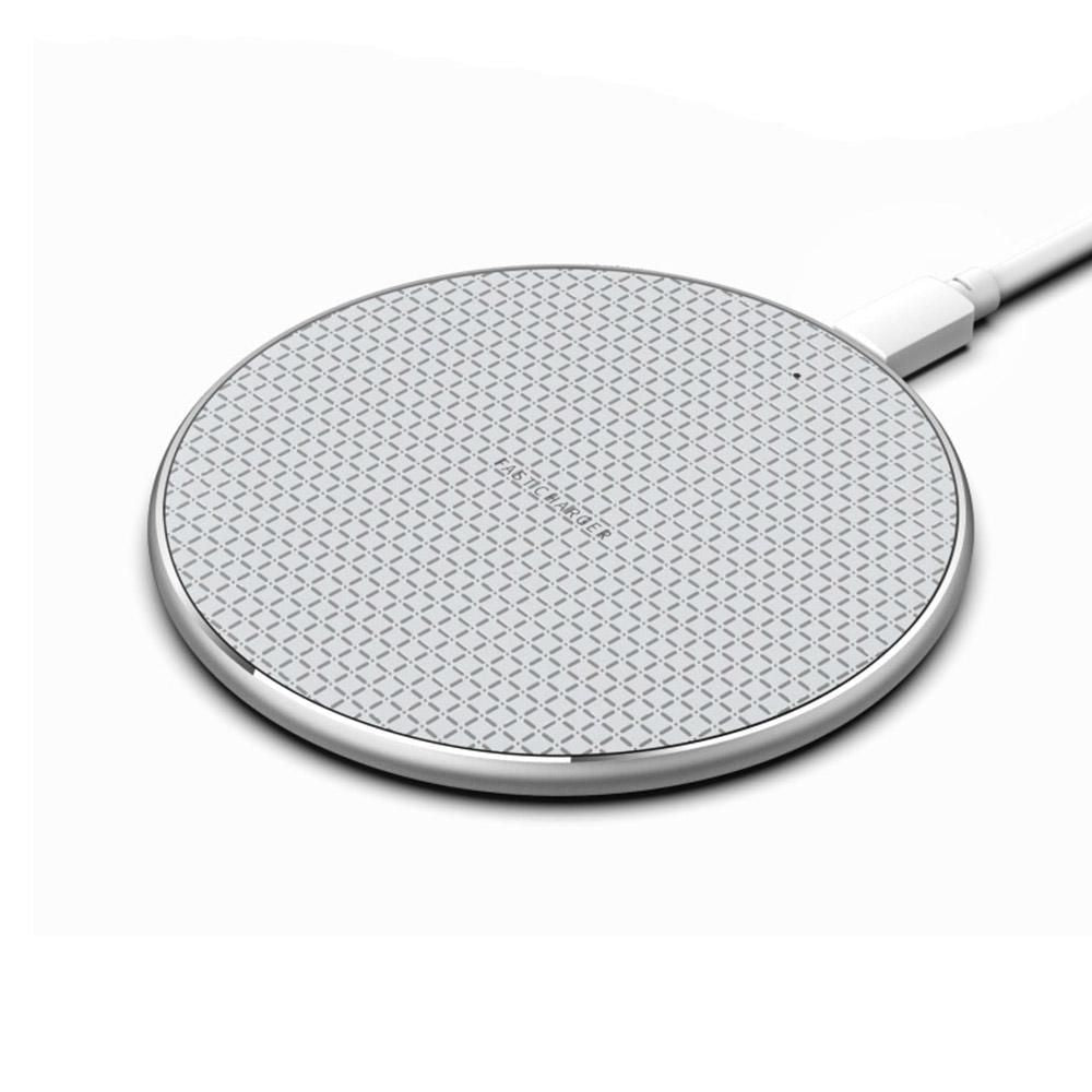10W Qi Wireless Fast Charger with 1m USB Charging Cable for Smartphones - Silver V1263-JX-7282-1