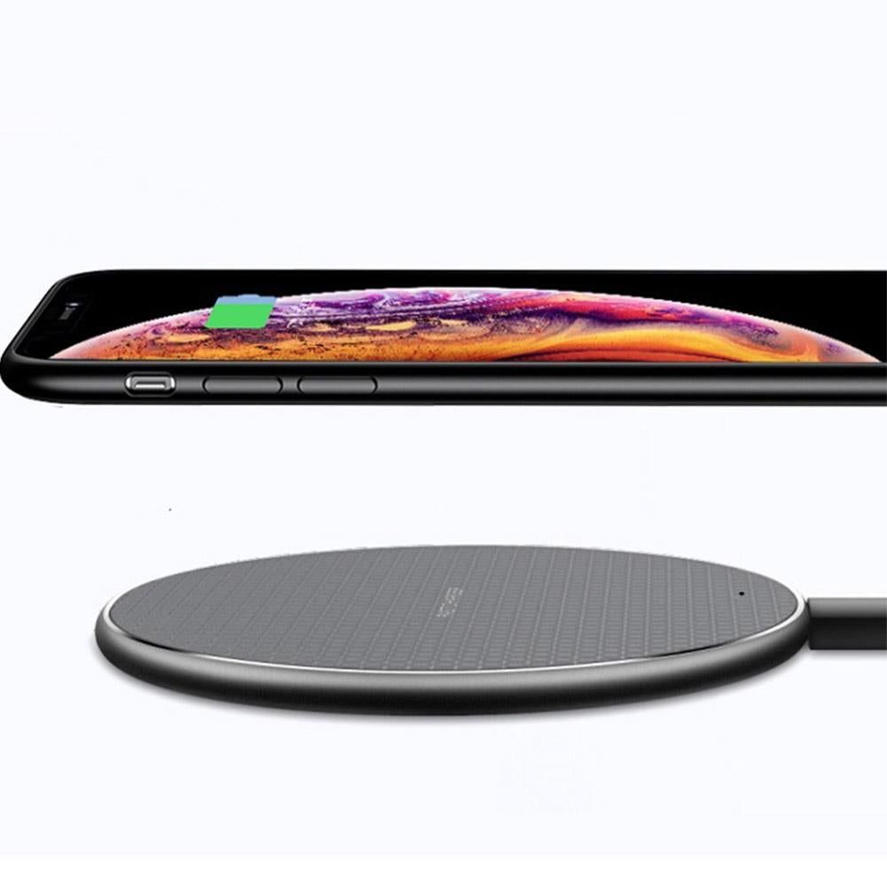 10W Qi Wireless Fast Charger with 1m USB Charging Cable for Smartphones - Silver V1263-JX-7282-1