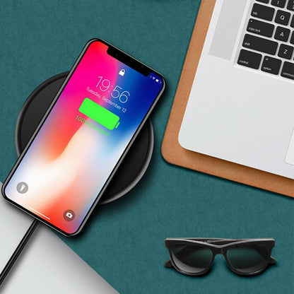 10W Qi Wireless Fast Charger with 1m USB Charging Cable for Smartphones - Silver V1263-JX-7282-1