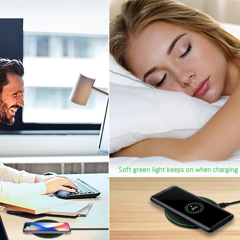 10W Qi Wireless Fast Charger with 1m USB Charging Cable for Smartphones - Silver V1263-JX-7282-1