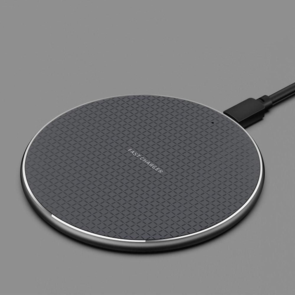 10W Qi Wireless Fast Charger with 1m USB Charging Cable for Smartphones - Silver V1263-JX-7282-1