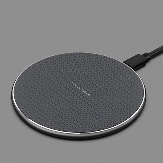 10W Qi Wireless Fast Charger with 1m USB Charging Cable for Smartphones - Black V1263-JX-7282-2