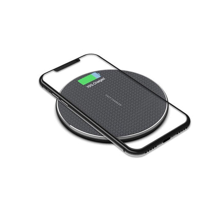 10W Qi Wireless Fast Charger with 1m USB Charging Cable for Smartphones - Black V1263-JX-7282-2