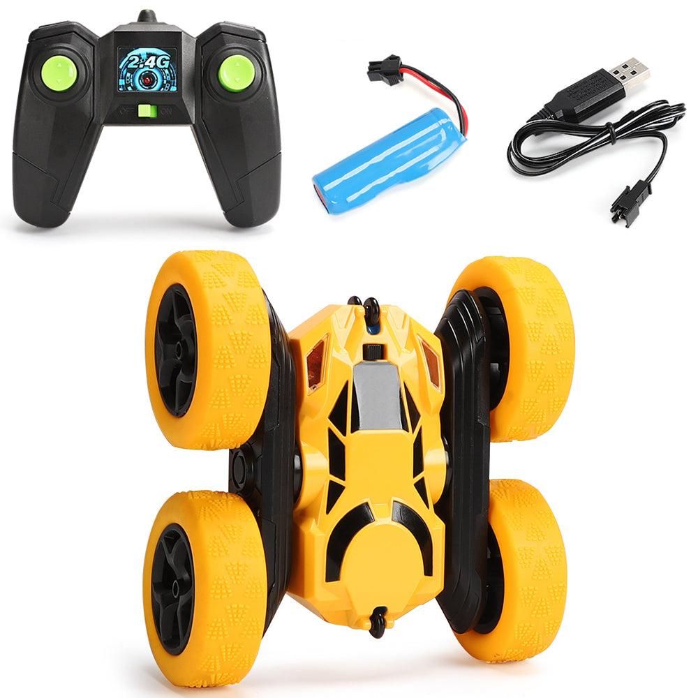 2.4GHz Remote Control Car Toy 4WD Rotating RC Car Toy Yellow V1263-JX-7289-2