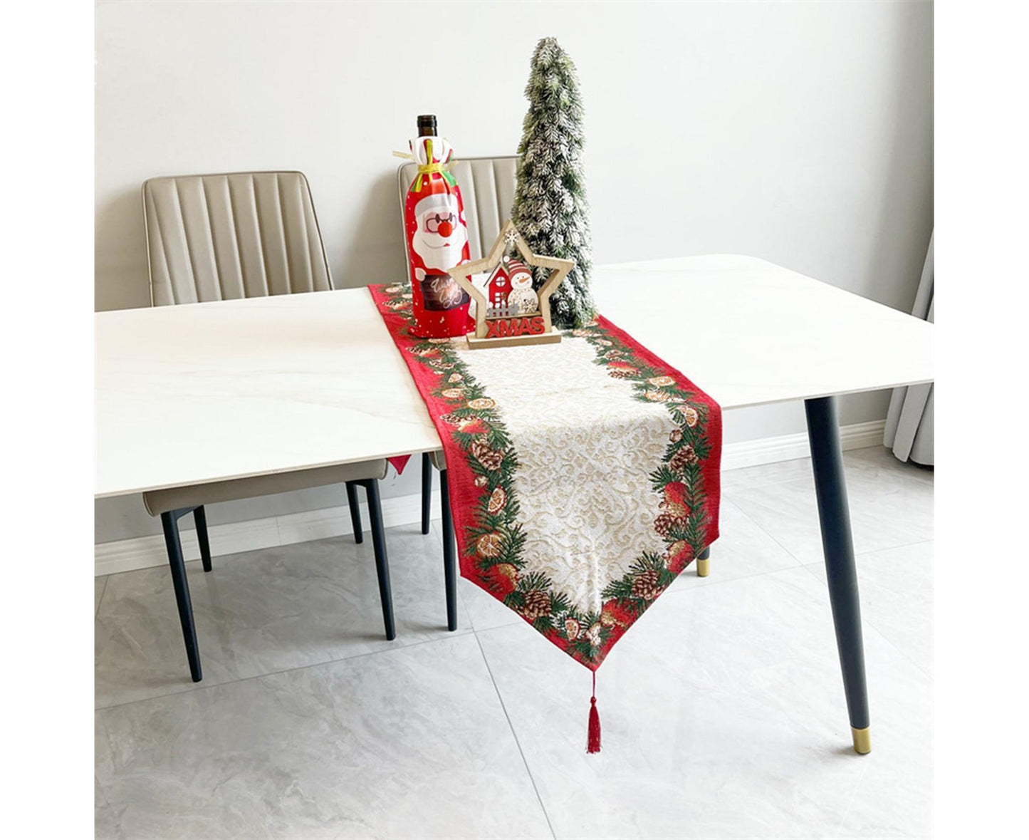 Xmas Table Runner Anti-shrink Tear Resistant Polyester Cotton-A V1263-JX-729