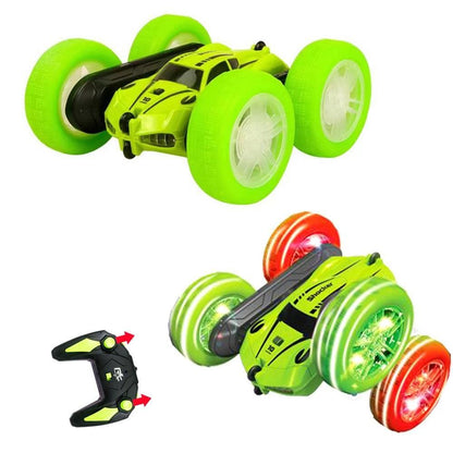 2.4 GHZ Remote Control Stunt Car 4WD Double Sided Rotating Crawler with Headlights Pink V1263-JX-7292
