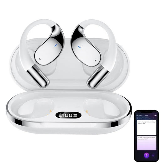 115-Language Wireless AI Translator Headphone Bluetooth Earbuds with Charging Case White V1263-JX-7298-1