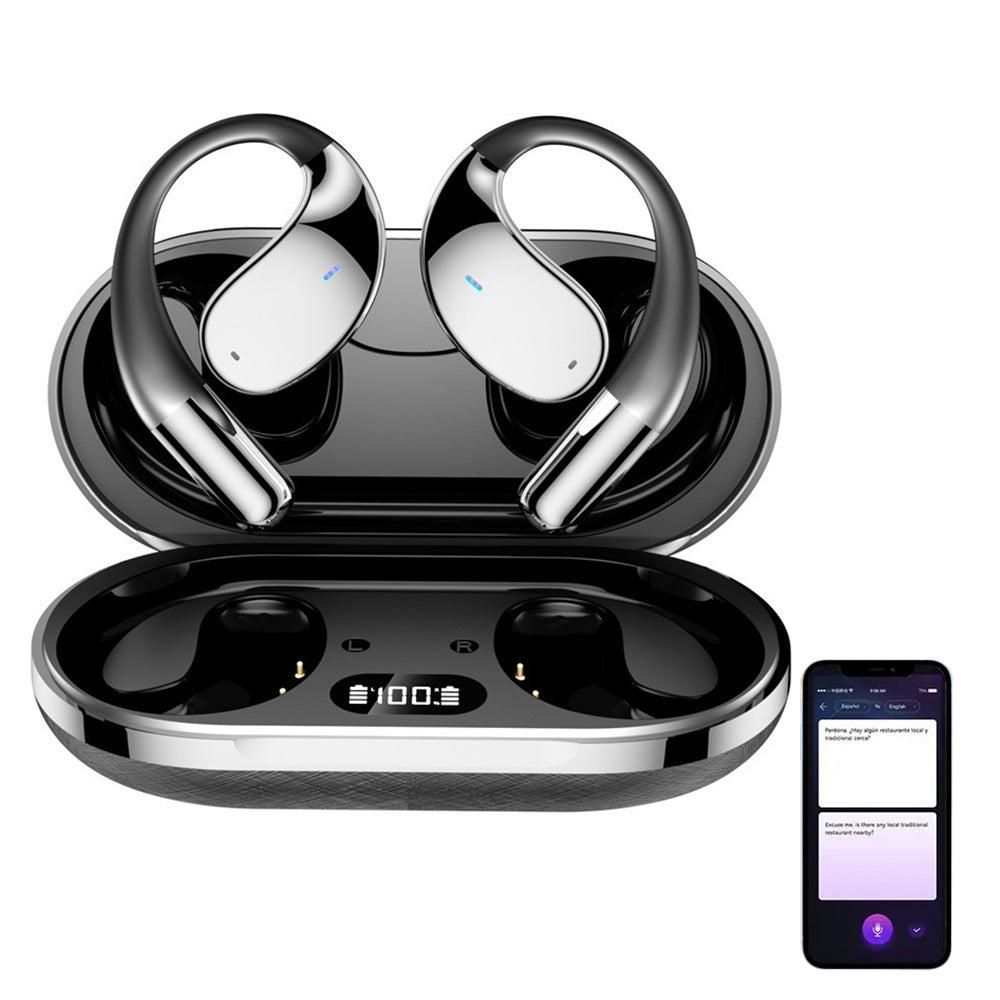 115-Language Wireless AI Translator Headphone Bluetooth Earbuds with Charging Case Black V1263-JX-7298-2
