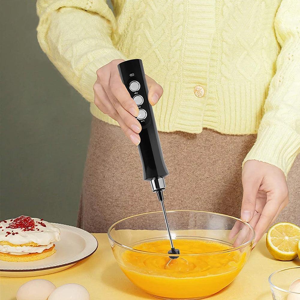 Handheld Electric Milk Frother - USB Rechargeable - Black V1263-JX-730