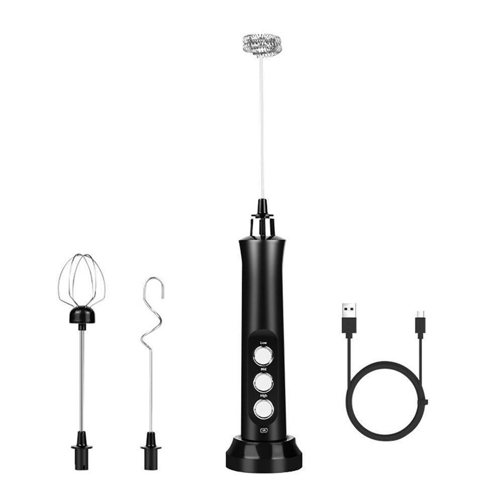 Handheld Electric Milk Frother - USB Rechargeable - Black V1263-JX-730