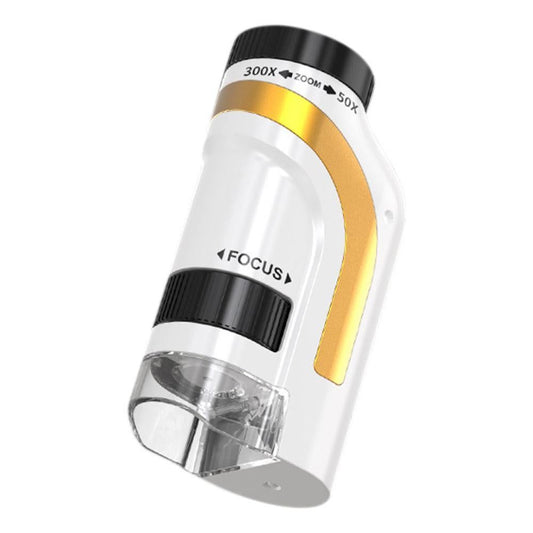50X-300X Handheld Microscope with LED Lights Portable Pocket Zoom Gold V1263-JX-7304-1