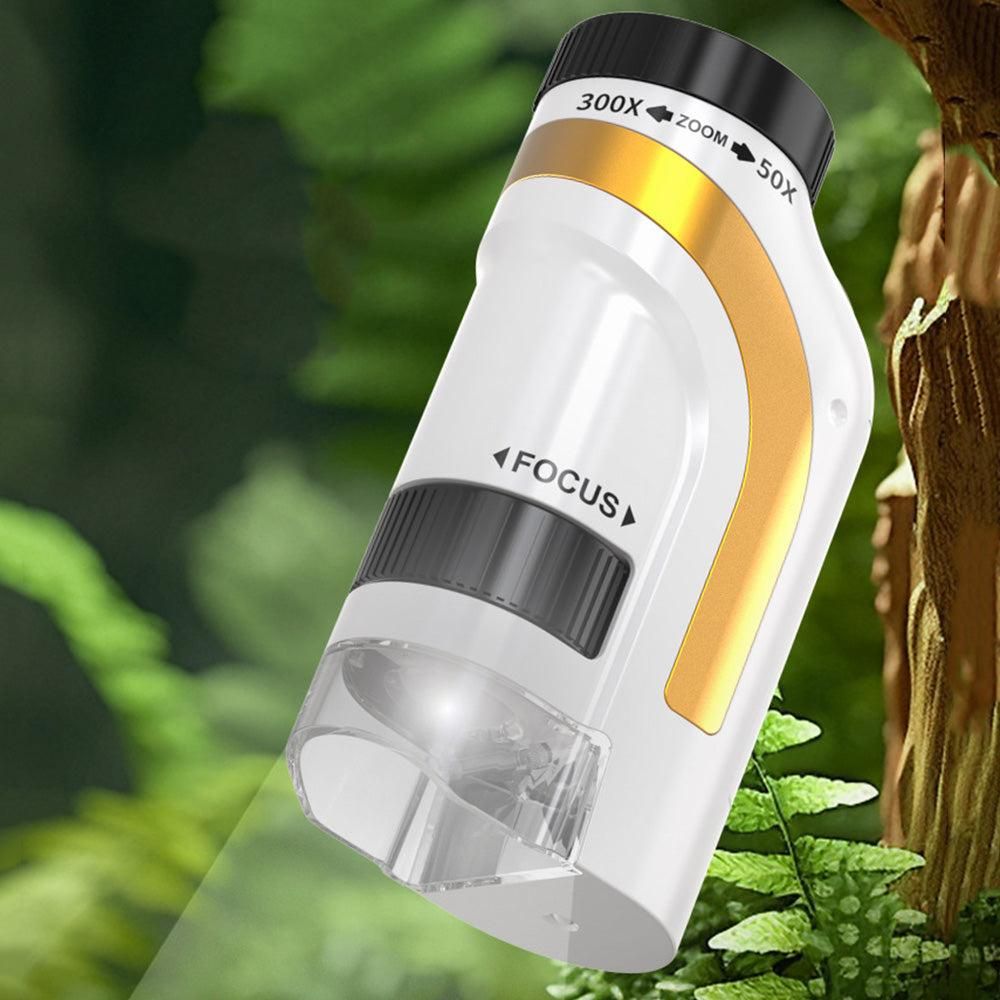 50X-300X Handheld Microscope with LED Lights Portable Pocket Zoom Gold V1263-JX-7304-1