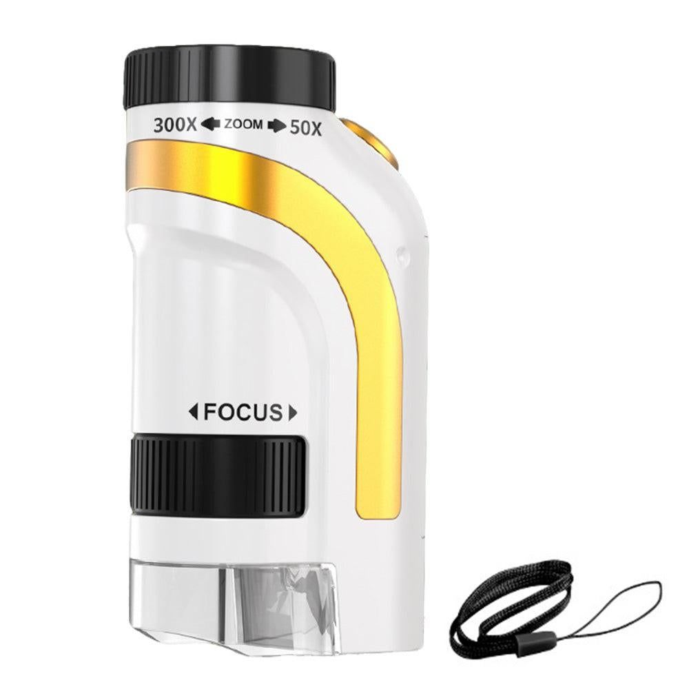 50X-300X Handheld Microscope with LED Lights Portable Pocket Zoom Gold V1263-JX-7304-1