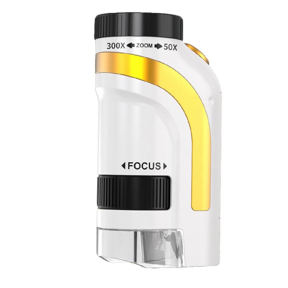 50X-300X Handheld Microscope with LED Lights Portable Pocket Zoom Gold V1263-JX-7304-1