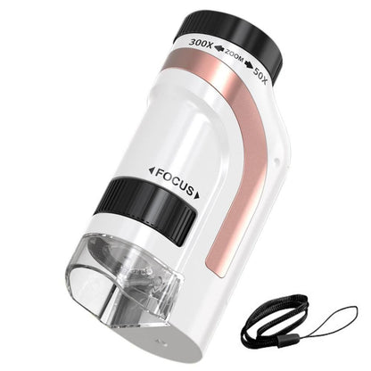 50X-300X Handheld Microscope with LED Lights Portable Pocket Zoom Gold V1263-JX-7304-1