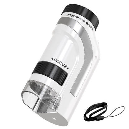 50X-300X Handheld Microscope with LED Lights Portable Pocket Zoom Gold V1263-JX-7304-1
