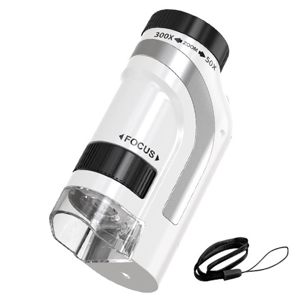 50X-300X Handheld Microscope with LED Lights Portable Pocket Zoom Silver V1263-JX-7304-2