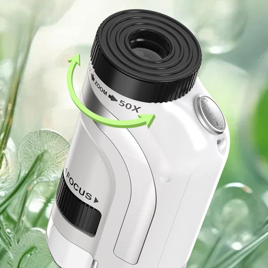 50X-300X Handheld Microscope with LED Lights Portable Pocket Zoom Silver V1263-JX-7304-2