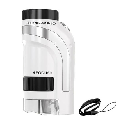 50X-300X Handheld Microscope with LED Lights Portable Pocket Zoom Silver V1263-JX-7304-2
