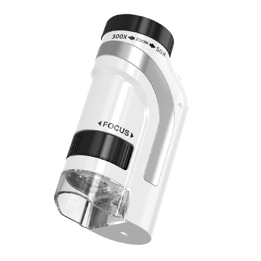50X-300X Handheld Microscope with LED Lights Portable Pocket Zoom Silver V1263-JX-7304-2