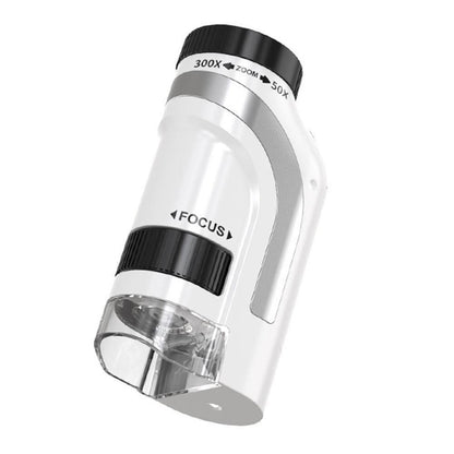 50X-300X Handheld Microscope with LED Lights Portable Pocket Zoom Silver V1263-JX-7304-2