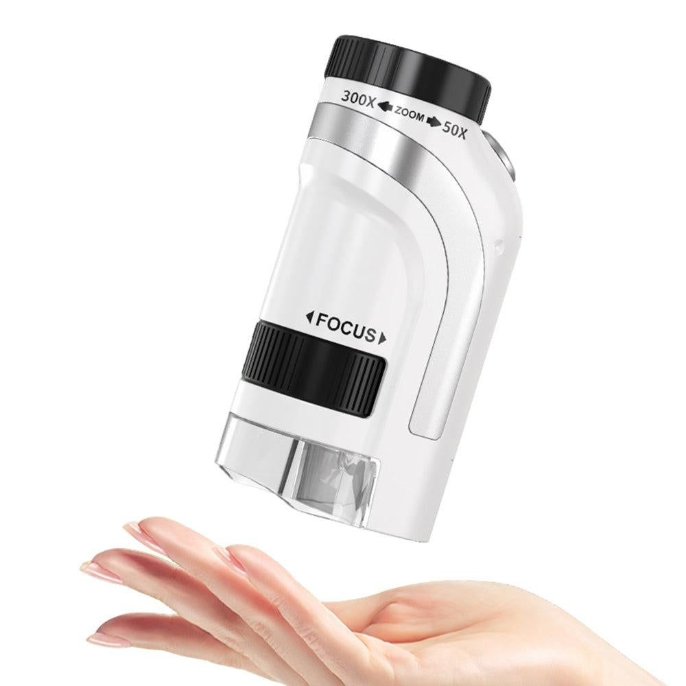 50X-300X Handheld Microscope with LED Lights Portable Pocket Zoom Silver V1263-JX-7304-2