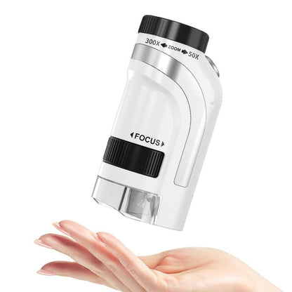 50X-300X Handheld Microscope with LED Lights Portable Pocket Zoom Silver V1263-JX-7304-2