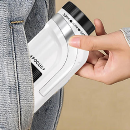 50X-300X Handheld Microscope with LED Lights Portable Pocket Zoom Silver V1263-JX-7304-2