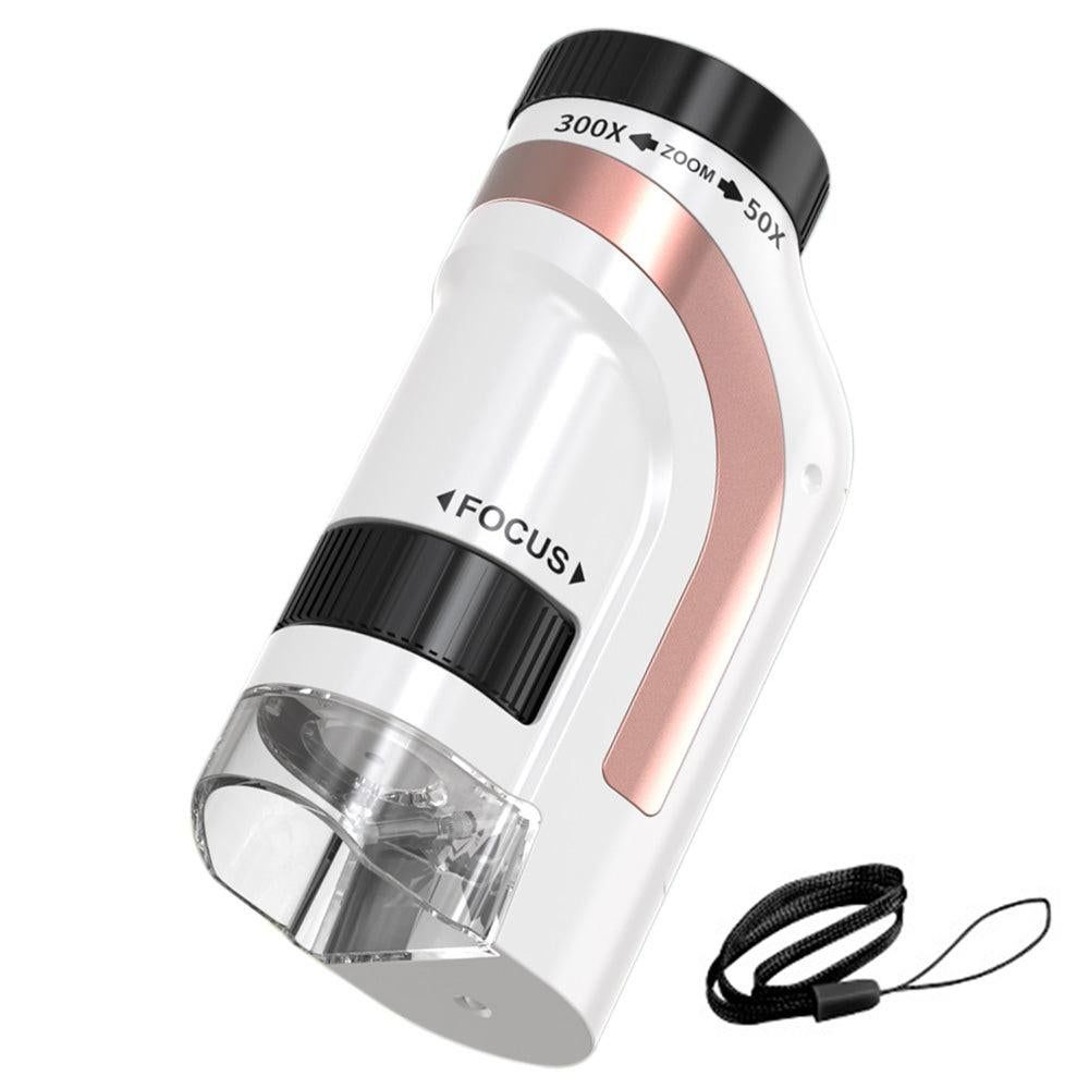 50X-300X Handheld Microscope with LED Lights Portable Pocket Zoom Silver V1263-JX-7304-2