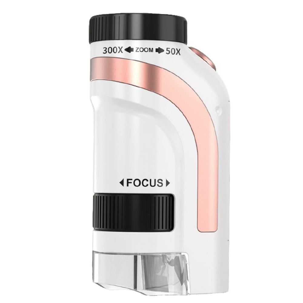 50X-300X Handheld Microscope with LED Lights Portable Pocket Zoom Pink V1263-JX-7304-3