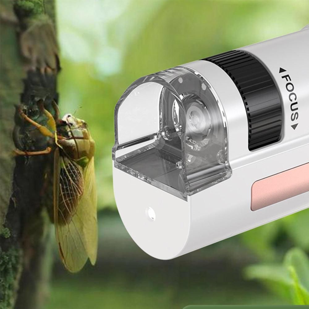 50X-300X Handheld Microscope with LED Lights Portable Pocket Zoom Pink V1263-JX-7304-3