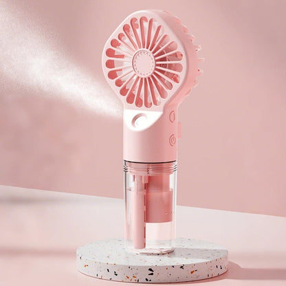 Handheld Misting Fan - Portable Rechargeable Spray Cooling Fan for Home & Office Pink V1263-JX-7307-2