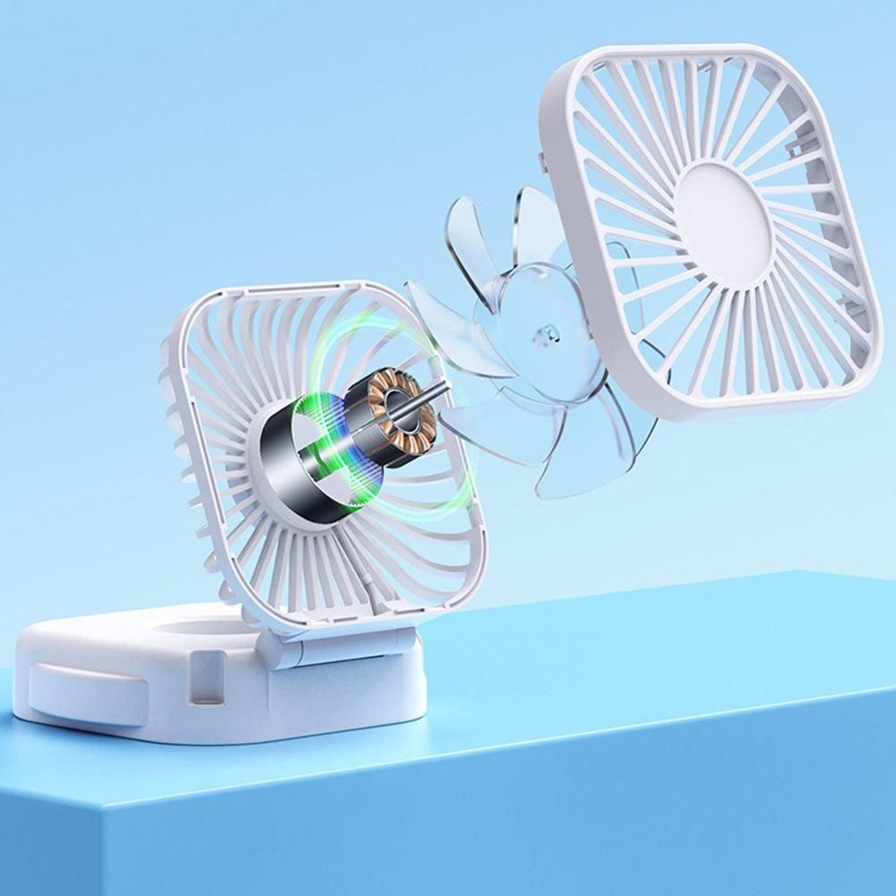 Mini Foldable Neck Hanging Fan Portable USB Rechargeable Personal Cooler White V1263-JX-7308-1