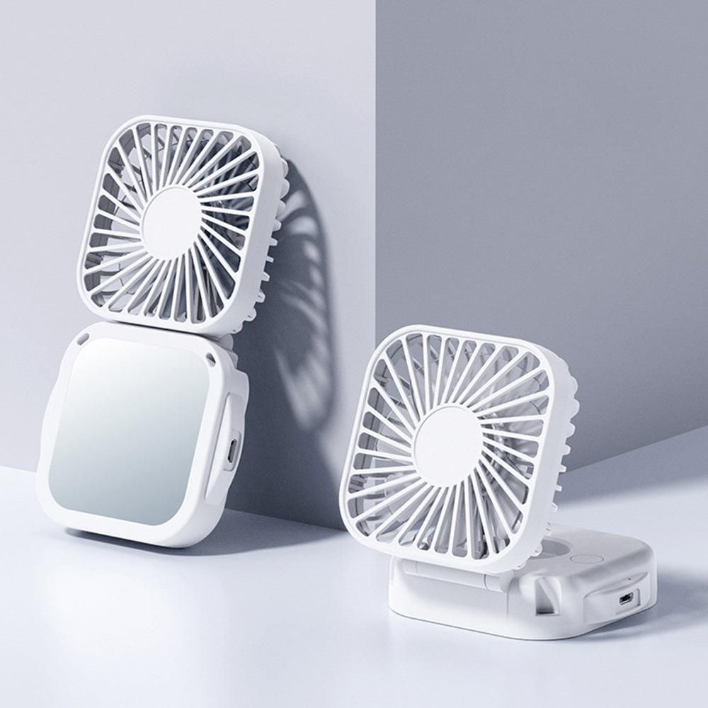 Mini Foldable Neck Hanging Fan Portable USB Rechargeable Personal Cooler White V1263-JX-7308-1