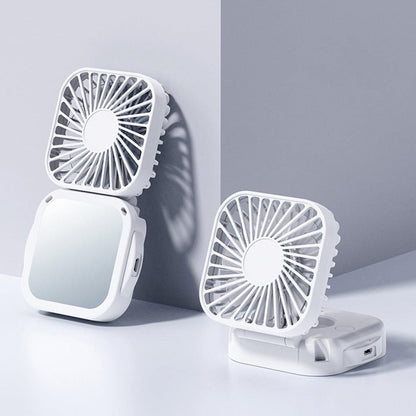 Mini Foldable Neck Hanging Fan Portable USB Rechargeable Personal Cooler White V1263-JX-7308-1