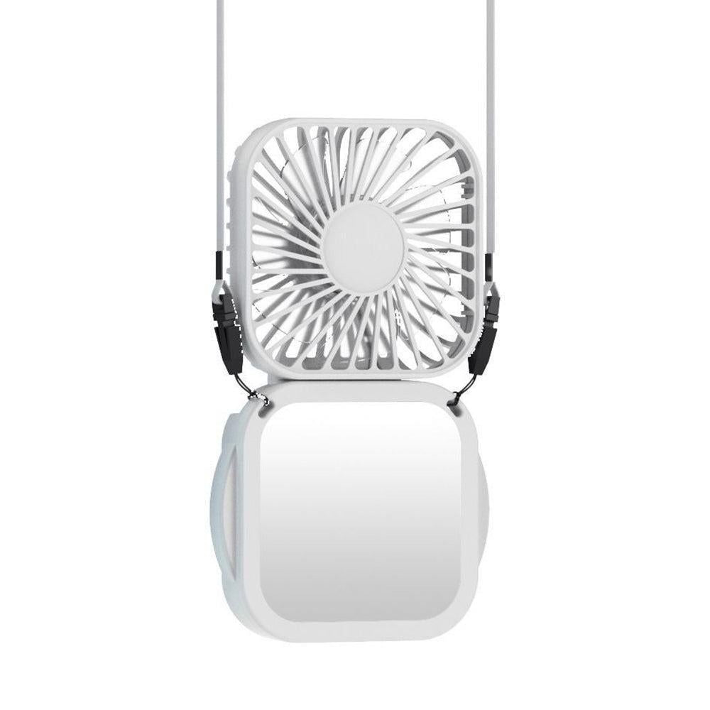 Mini Foldable Neck Hanging Fan Portable USB Rechargeable Personal Cooler White V1263-JX-7308-1