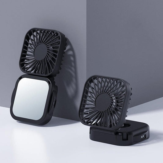 Mini Foldable Neck Hanging Fan Portable USB Rechargeable Personal Cooler Black V1263-JX-7308-2