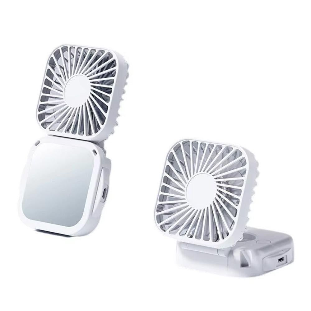 Mini Foldable Neck Hanging Fan Portable USB Rechargeable Personal Cooler Black V1263-JX-7308-2