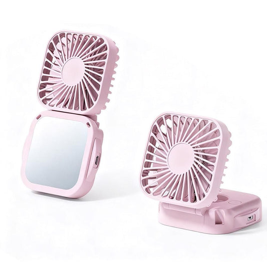 Mini Foldable Neck Hanging Fan Portable USB Rechargeable Personal Cooler Pink V1263-JX-7308-3