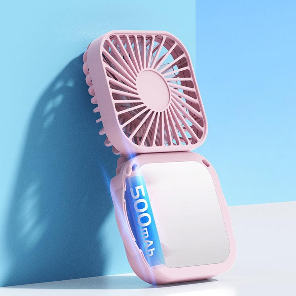 Mini Foldable Neck Hanging Fan Portable USB Rechargeable Personal Cooler Pink V1263-JX-7308-3