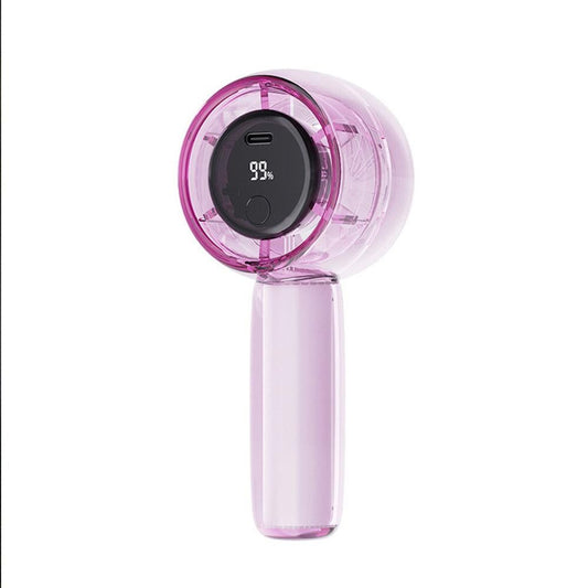 Mini Transparent Handheld Fan with LED Color Display and Rechargeable Battery Purple V1263-JX-7310-1