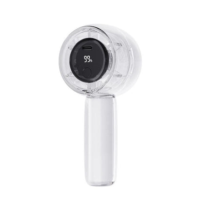 Mini Transparent Handheld Fan with LED Color Display and Rechargeable Battery White V1263-JX-7310-2