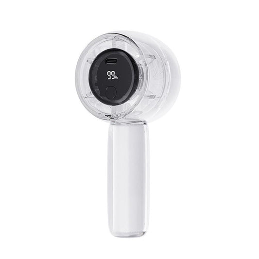 Mini Transparent Handheld Fan with LED Color Display and Rechargeable Battery White V1263-JX-7310-2