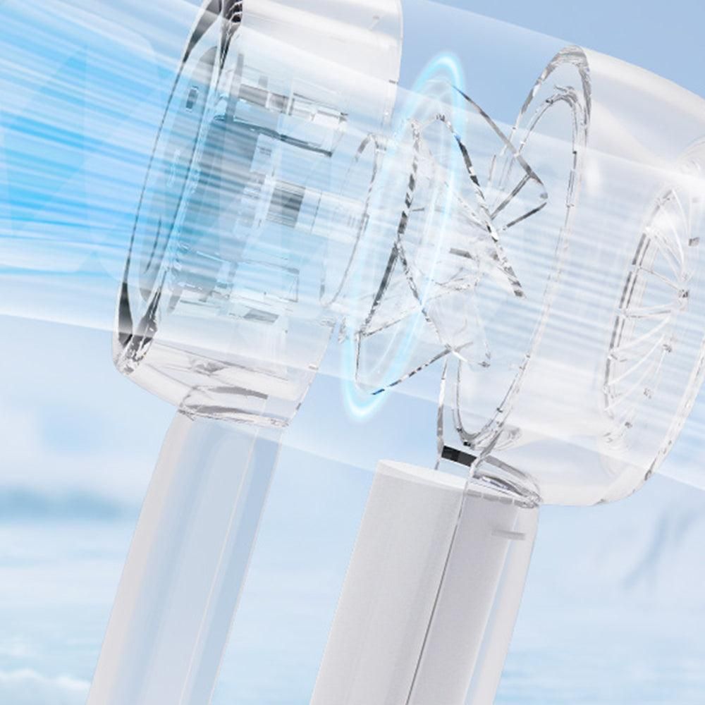 Mini Transparent Handheld Fan with LED Color Display and Rechargeable Battery White V1263-JX-7310-2